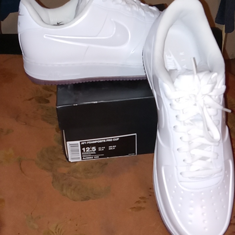 RARE NIKE AF1 FOAMPOSITE PRO CUP "Triple White" SIZE: 12.5 ((( BRAND NEW!!! )))
